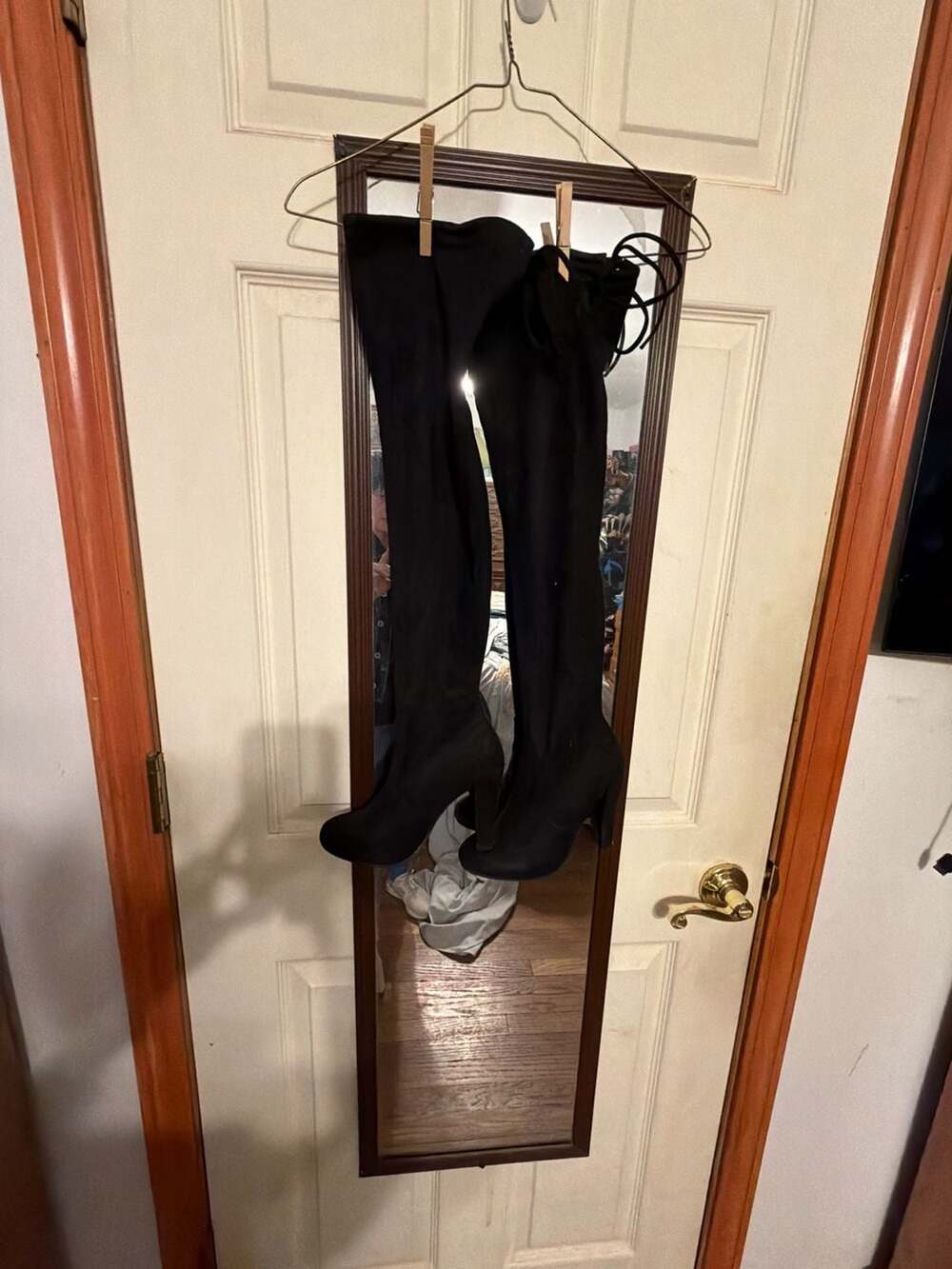 Forever Black Faux Suede Over-The-Knee Block Heel Boots Size 5.5